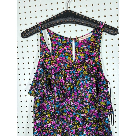 Rebecca Taylor colorful floral ruffle tank top silk blouse size 0 - Picture 4 of 7